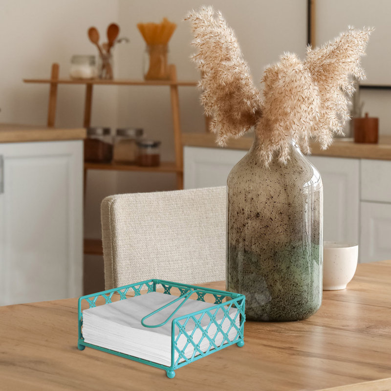 Metal Flat Napkin Holder, Blue