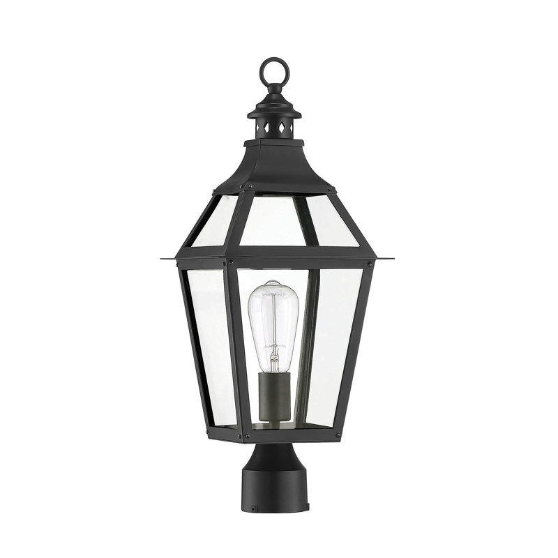 Savoy House Black and Gold Outdoor Post Lantern with Clear Glass