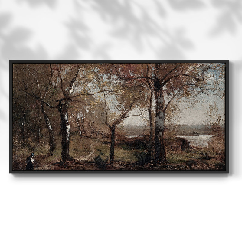 Paysage, série CCLIX, toile tendue avec châssis, prête à être accrochée, H 21 po x l 41 po, Noir