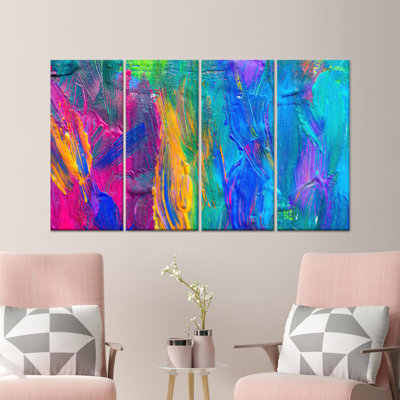 Toile imprimée abstraite et colorée, art mural moderne, toile tendue 4P