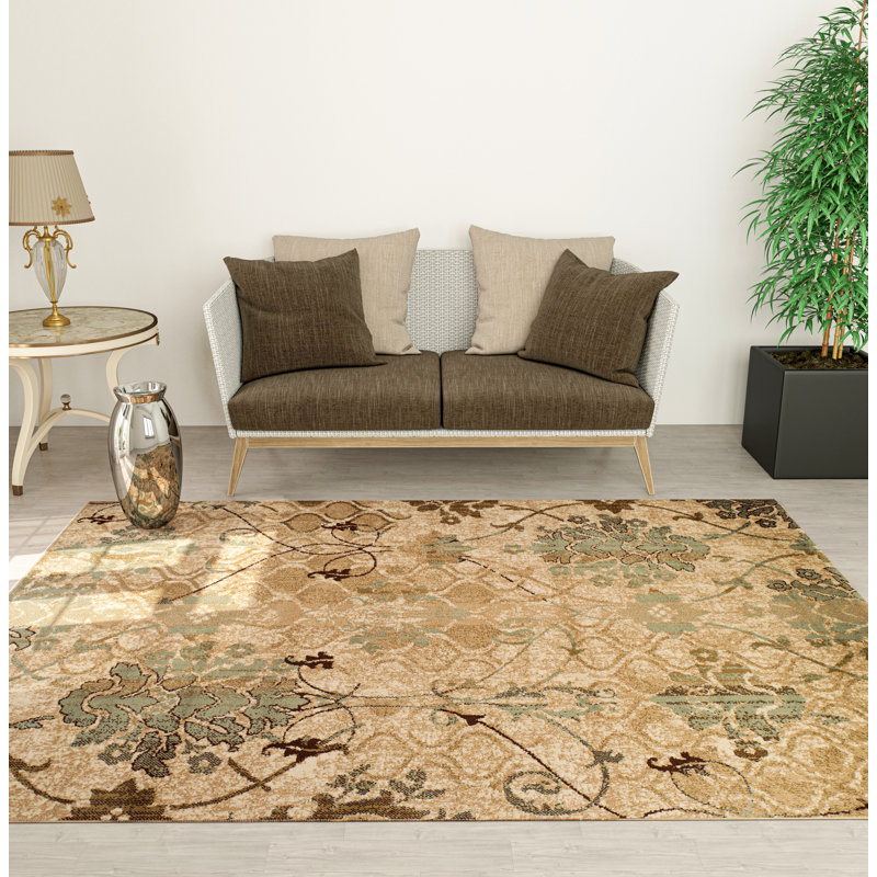 Tapis intérieur / extérieur en laine tissé à la machine Adelayda, Rectangle de 5 pi x 8 pi