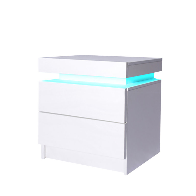 Crysta 45cm W Manufactured Wood Bedside Table, White
