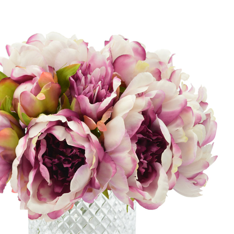 Peony Flowers In A Glass Vase