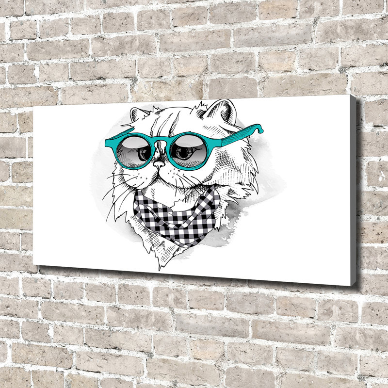 Cat With Glasses - Wrapped Canvas Print