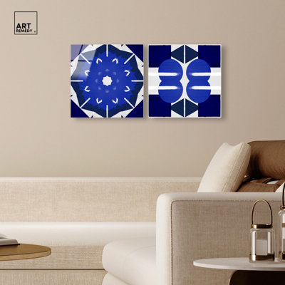Geometry Studies Diptych Acrylic Print Modern Wall Art Set by Art Remedy, Ready to Hang, 12 x 12