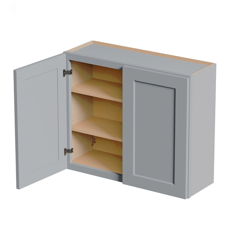 Armoire murale en bois massif Shaker, 30" H x 36" W x 12" D, Gray