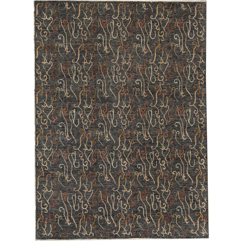 Tapis noir de haute qualité noué à la main