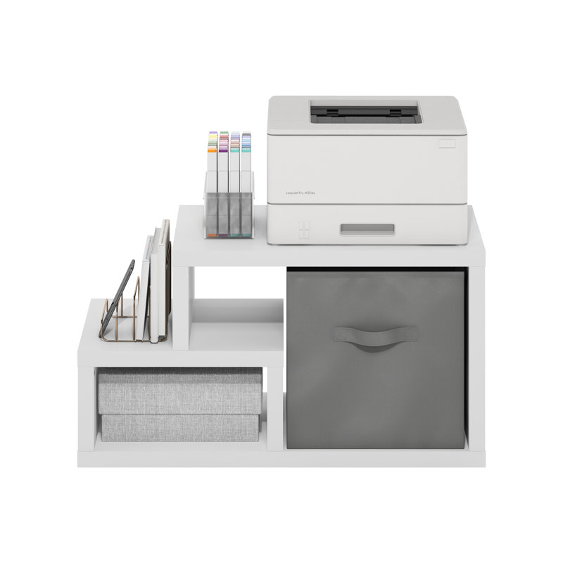 Samual Multipurpose Shelf with Storage Bin, , White/Light Gray