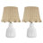 16.5" Coastal Country White Ceramic Table Lamp Handwoven Rattan Shade for Bedroom Living Room-1600681807