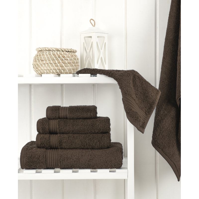 Ensemble de serviettes de bain luxueuses 100% coton turque 6 pièces, très doux et absorbant, Brun