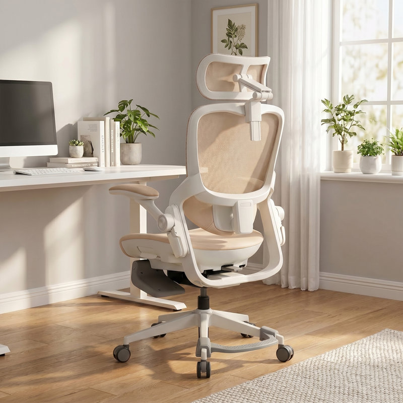 Cablady S2 Ergonomic Office Chair in Cream White, Beige