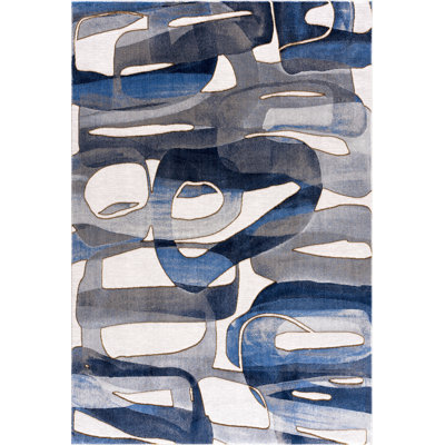 Velva REG130A Blue Grey Asymmetric Circles Area Rug