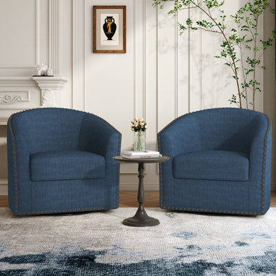 Aunna Nailhead Swivel Barrel Chair