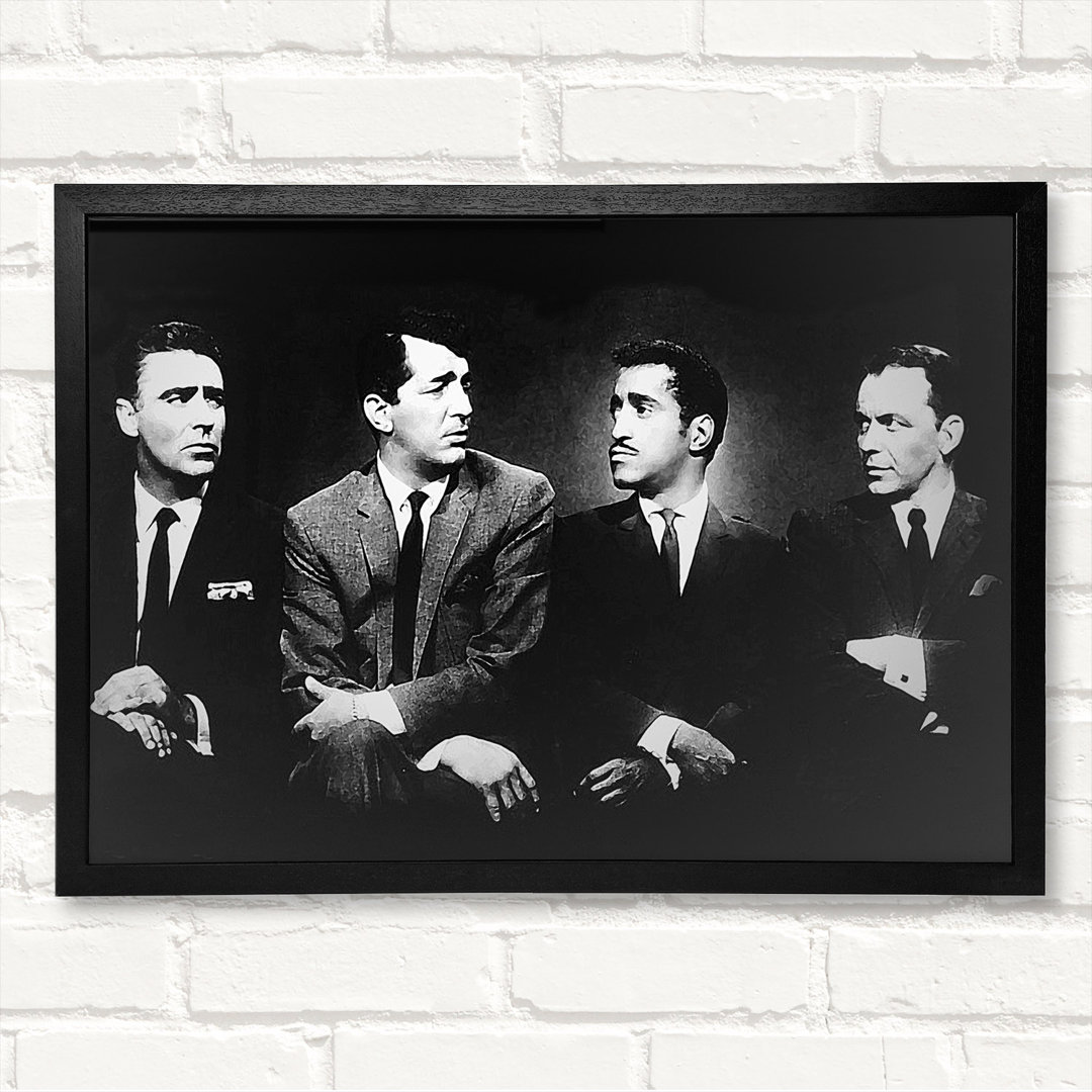 The Rat Pack B N W - Closed Corner Frame Kunstdrucke auf Holz