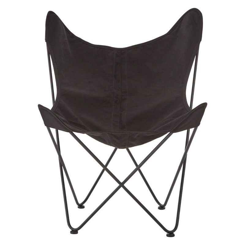 Papillon Metal Outdoor Armless Lounge Chair, Black