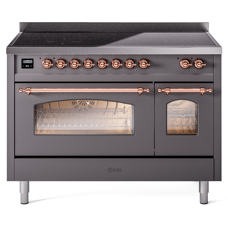 ILVE Nostalgie II 48 in Induction Range, Graphite Matte/Copper