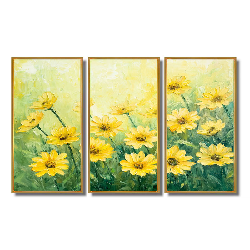 Ensemble de décoration murale Country Charm Sunrise Daisy Glow II - marguerites, H 32 po x l 48 po, Doré