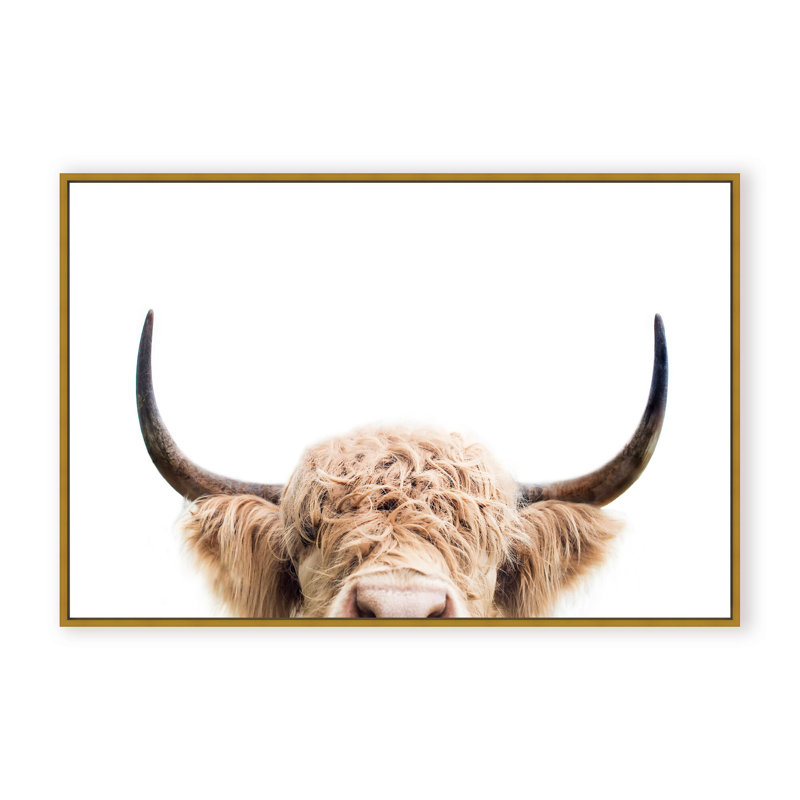Nature Inspired Peeking Cow by  - Picture Frame Photograph on Paper, 32" H x 48" W x 1.125" D, Framed Print, Brown