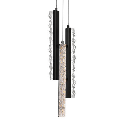 6'' Modern LED Mini Pendant Light with Textured Handmade Glass Small Hanging Fixture for Kitchen Island, Bar Counter, Dining Room, Living Room