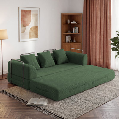 89" King Size Corduroy Compression 4-in-1 Convertible Sofa Bed Couch