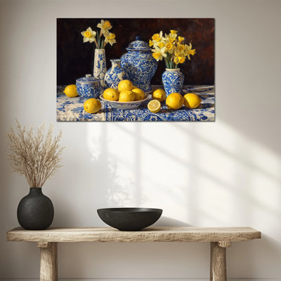 Art mural de citron, cuisine citronnelle méditerranéenne, impressions sur toile de fruits italiens rétro pour art de cuisine, affiche et photos pour décoration murale 32 po x 48 po