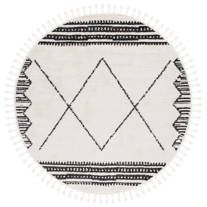Baar Tassel Performance Abstract Rug, Round 6'7"
