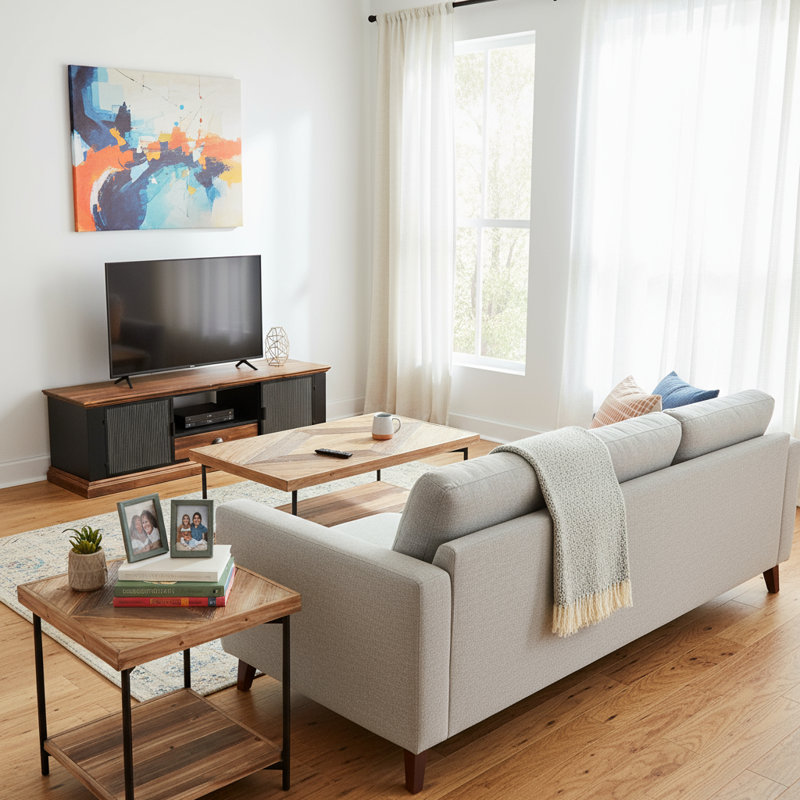 4 Pieces Fir Living Room Table Set