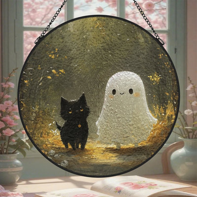 Pare-soleil en verre coloré Ghost And Kitten