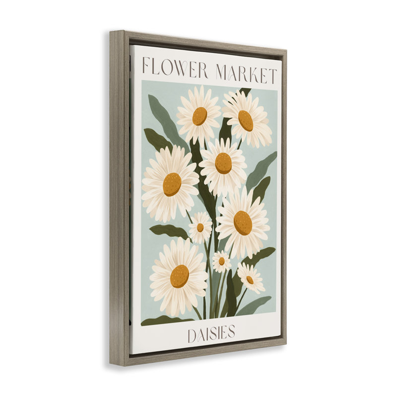 Cadre flottant Flower Market Daisies, design par Courtney Haley, H 25 po x l 17 po, Cadre flottant orme Montalcino