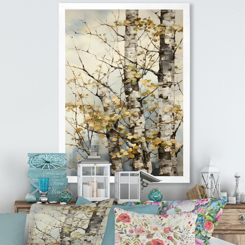 Symphonie sycomore sur un arbre jaune beige - impression sur toile florale et botanique, H 32 po x l 24 po x P 1 po
