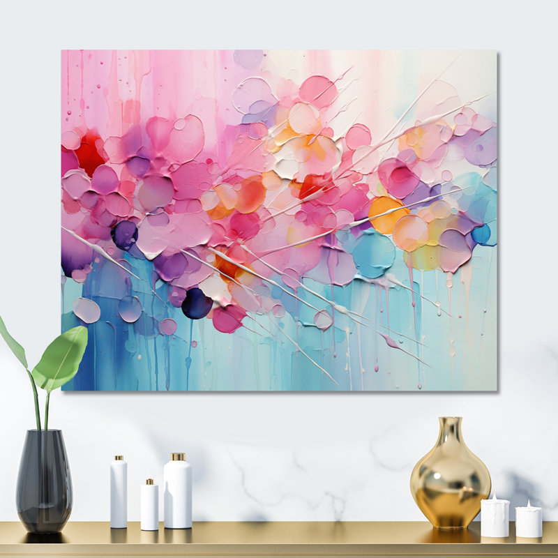 " Pink Blue Pastel Patchwork ", 12" H x 20" W
