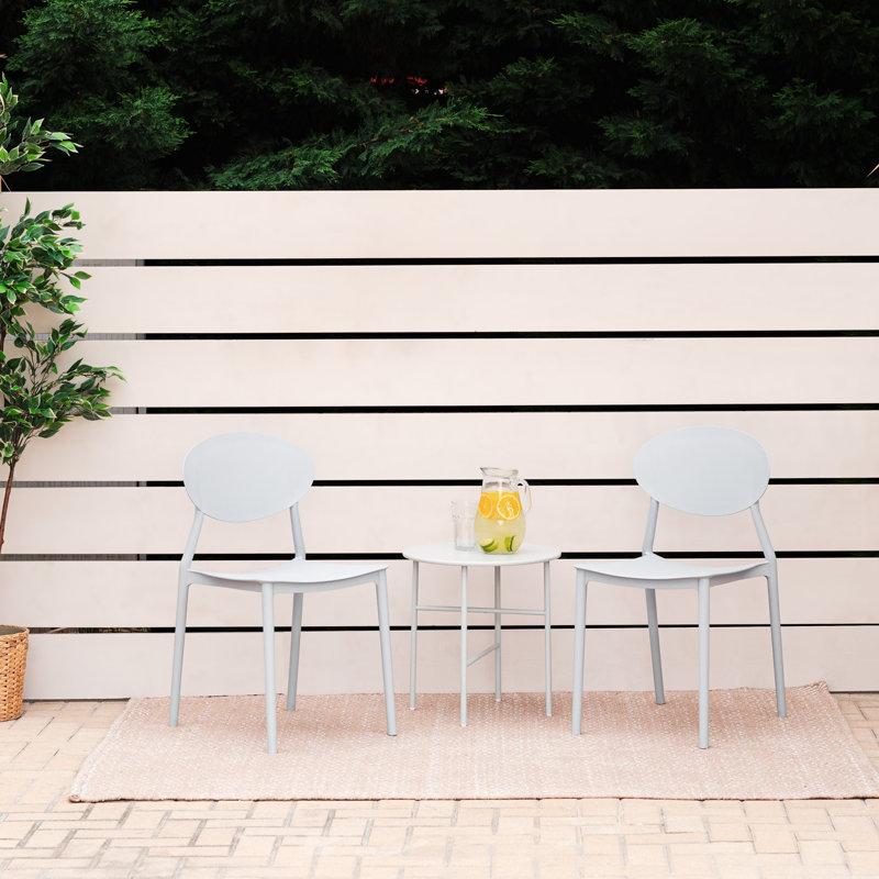 Eilonwy Stacking Patio Dining Side Chair, Grey/Brown/Blue