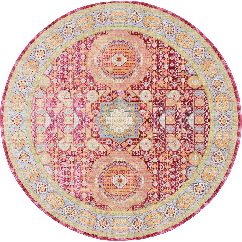 Maggie Oriental Polyester Rug, Round 6'1"