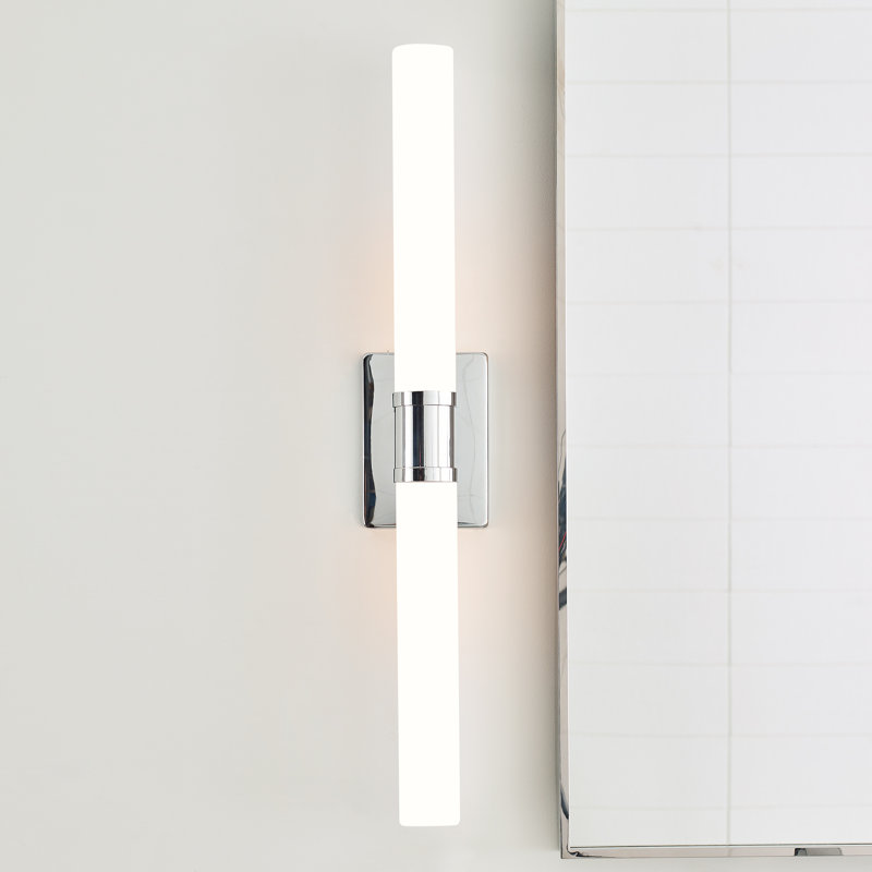 Chrome and White Dimmable 2-Light Bath Bar