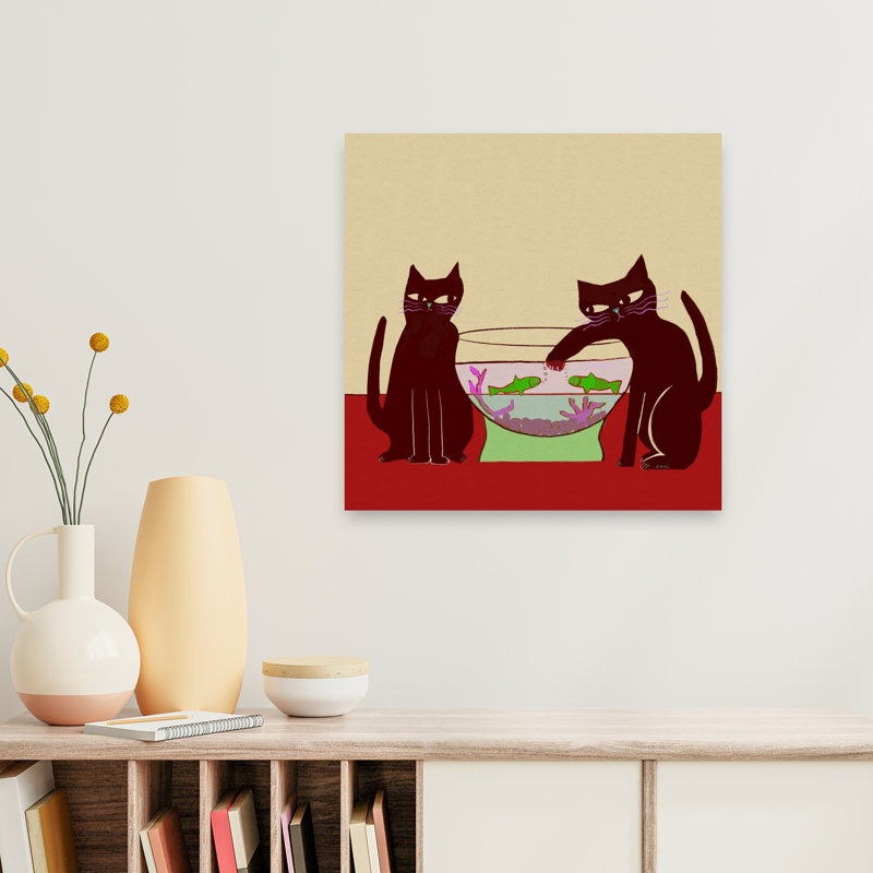 «Playful Cats Fishbowl», 24" H x 24" W