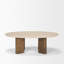 Table basse Rupani Travertine + Pied en bois de manguier