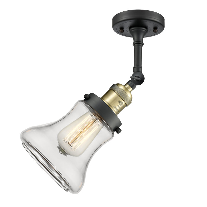 Edda Glass Semi Flush Mount, Clear, 6 Watt Vinage LED Bulb, Satin Gold