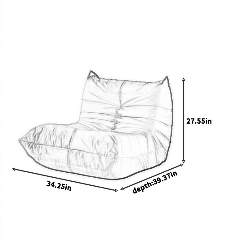 Canapé à billes rétro minimaliste, Similicuir noir, H 27,55 po x l 34,25 po x P 39,37 po