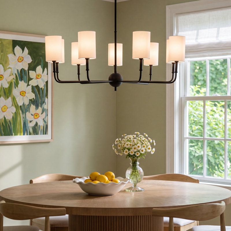 Rowley 36" W 9-Light Steel Dimmable Chandelier, Midnight Black