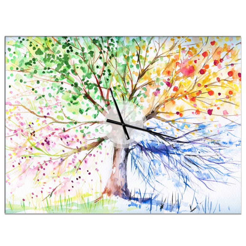 Four Seasons Tree - Modern Wall Clock, Small