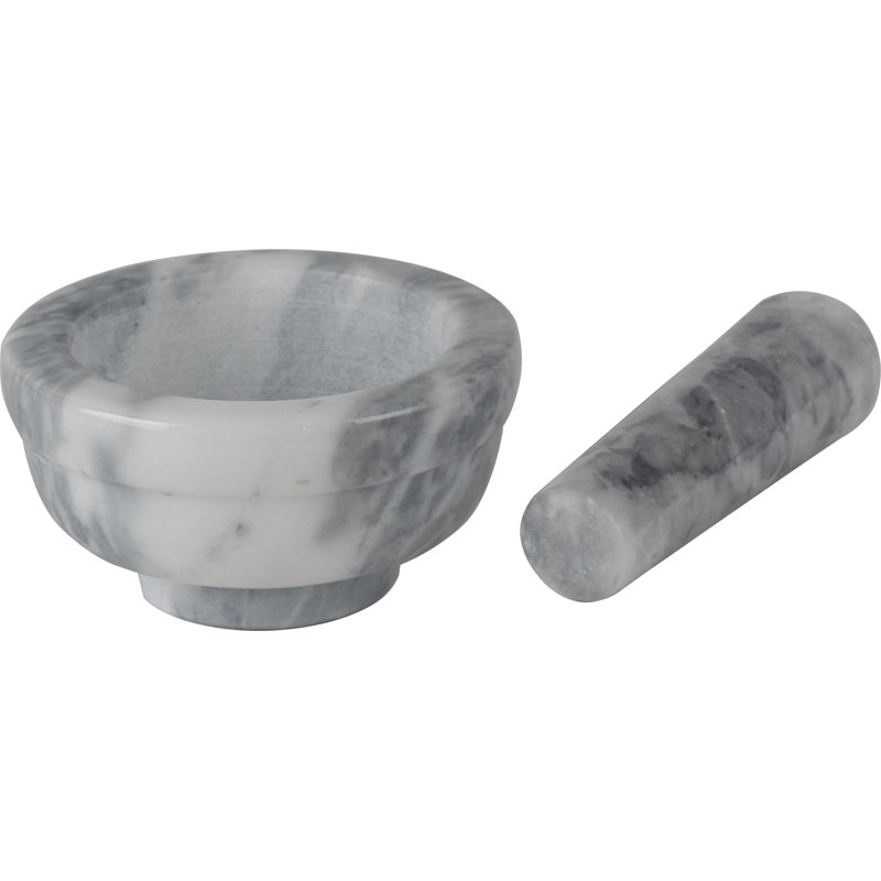 Marble Mortar And Pestle Set, 2" H x 4.2" W x 4.50" D