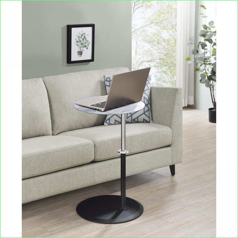 Table basse texturée en marbre gris avec hauteur réglable de 16 à 26 po, compacte Conception à fixation facile