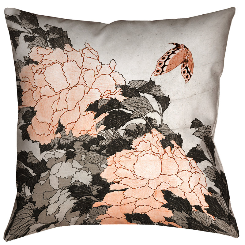 Coussin Katsushika Hokusai, 16 po x 16 po, Orange