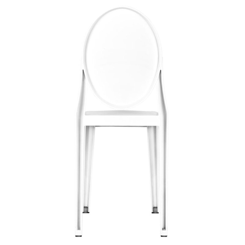 Resin Oval Back Victoria Chair, Armless Seat, 3 Chair Bundle by Chivari, White