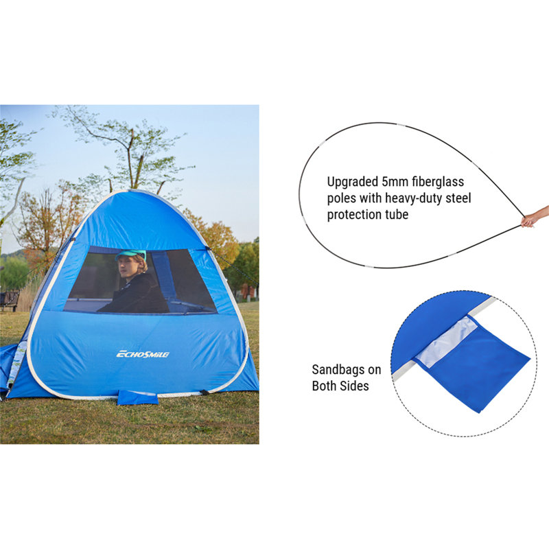 Tente de dôme en nylon bleu pour 4 personnes EchoSmile, Bleu
