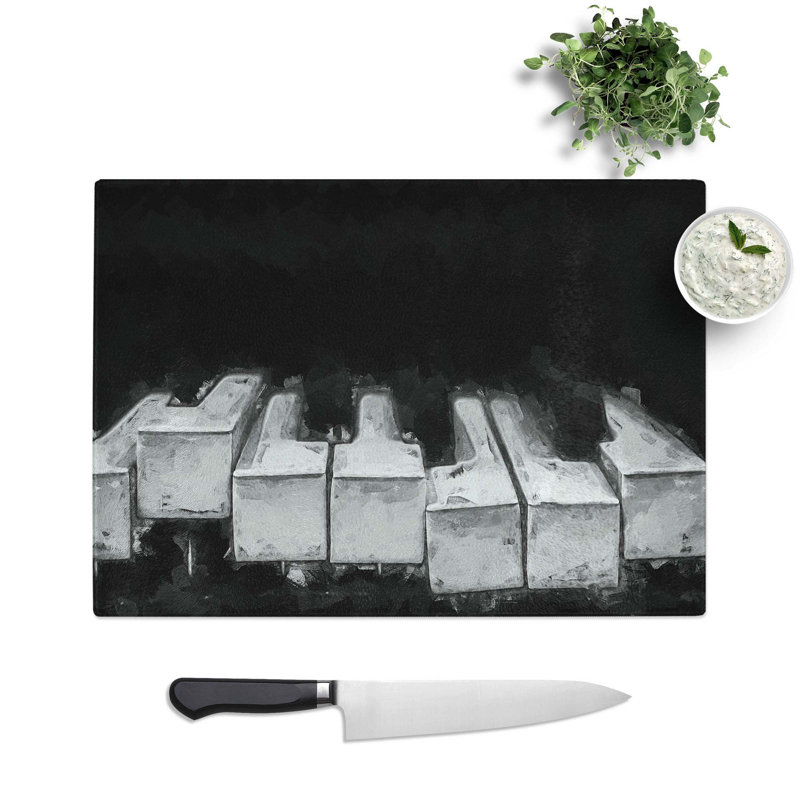 Tempered Glass Broken Piano Keys Chopping Board, 28.5 cm W x 20 cm L