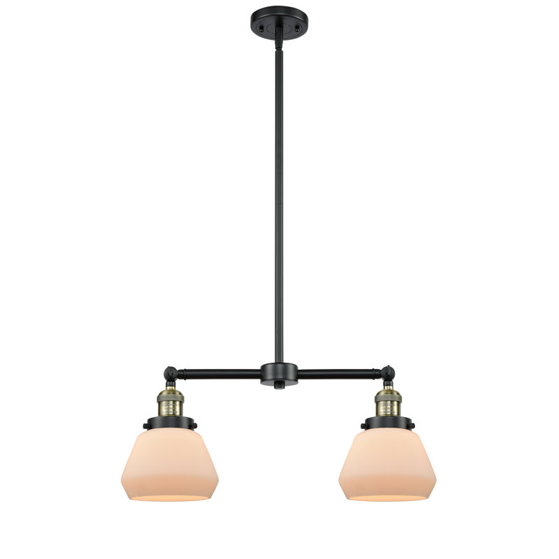 Chill 2 - Light Kitchen Island Pendant, Matte White Cased, 6 Watt Vinage LED Bulb, Black Antique Brass