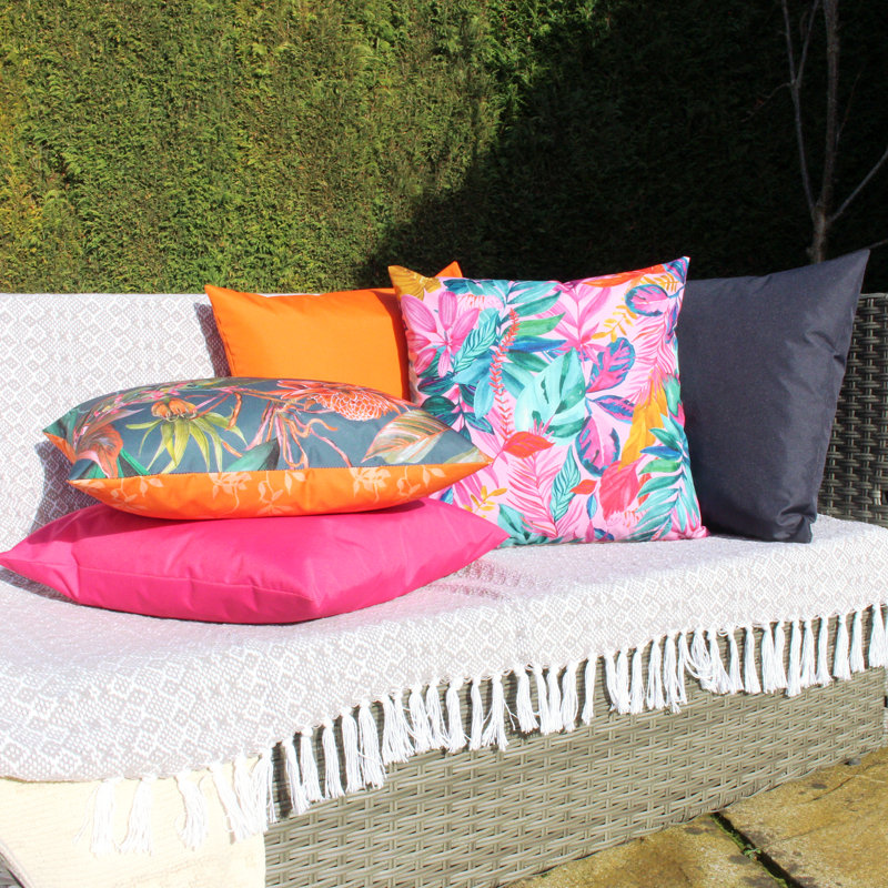 Psychedelic Jungle Indoor / Outdoor Floral Square Throw Pillow Cover