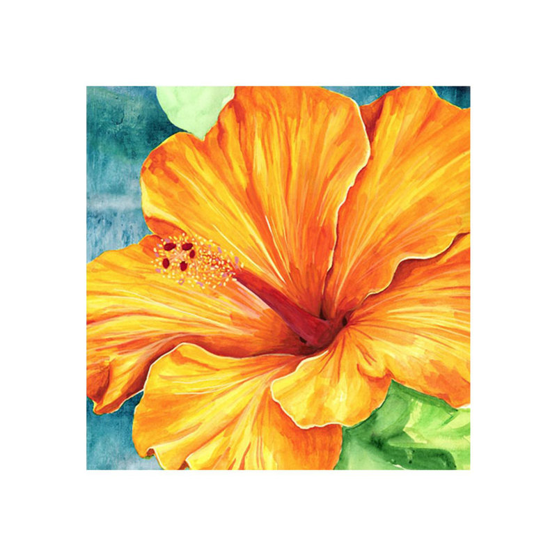 Fleur hawaïenne par Mari Urasawa - peinture, Image au pinceau gel, H 40 po x l 40 po x P 1,5 po
