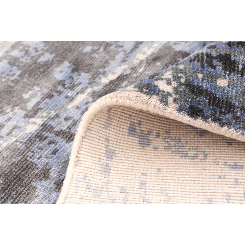Tapis bleu noué à la main Quinones